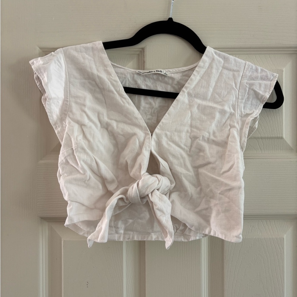 Abercrombie & Fitch White Tie-Front Blouse
